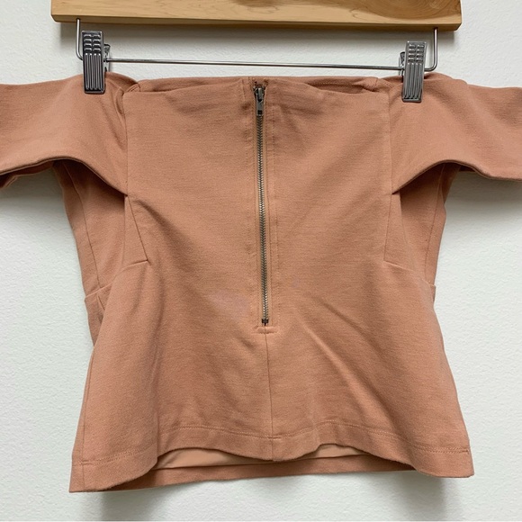 Anthropologie Deletta Off the Shoulder Top Size Small Peachy Rose Ponte‎ Knit - Picture 10 of 11